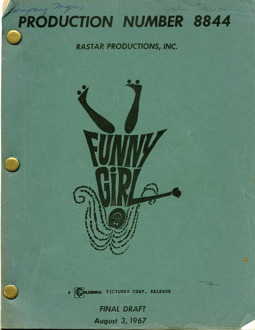 Front cover of Funny Girl's Final Draft screenplay, 1967.