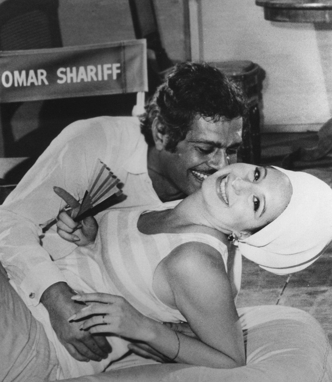 Omar Sharif and Barbra Streisand pose during a rehearsal of 