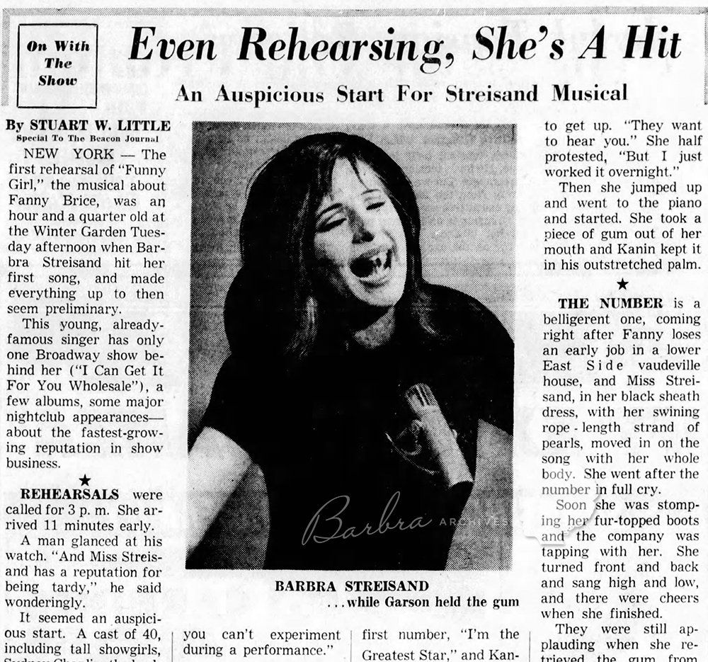 Newspaper clipping from first rehearsal