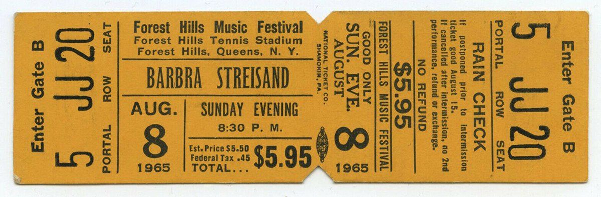 A ticket to Barbra's 1965 Forest Hills concert
