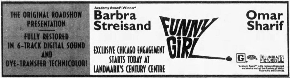 2001 Chicago newspaper ad for the re-release of Funny Girl