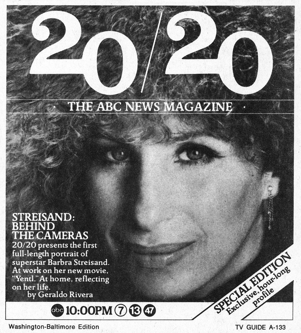 TV guide ad for Streisand on 20/20 with Geraldo