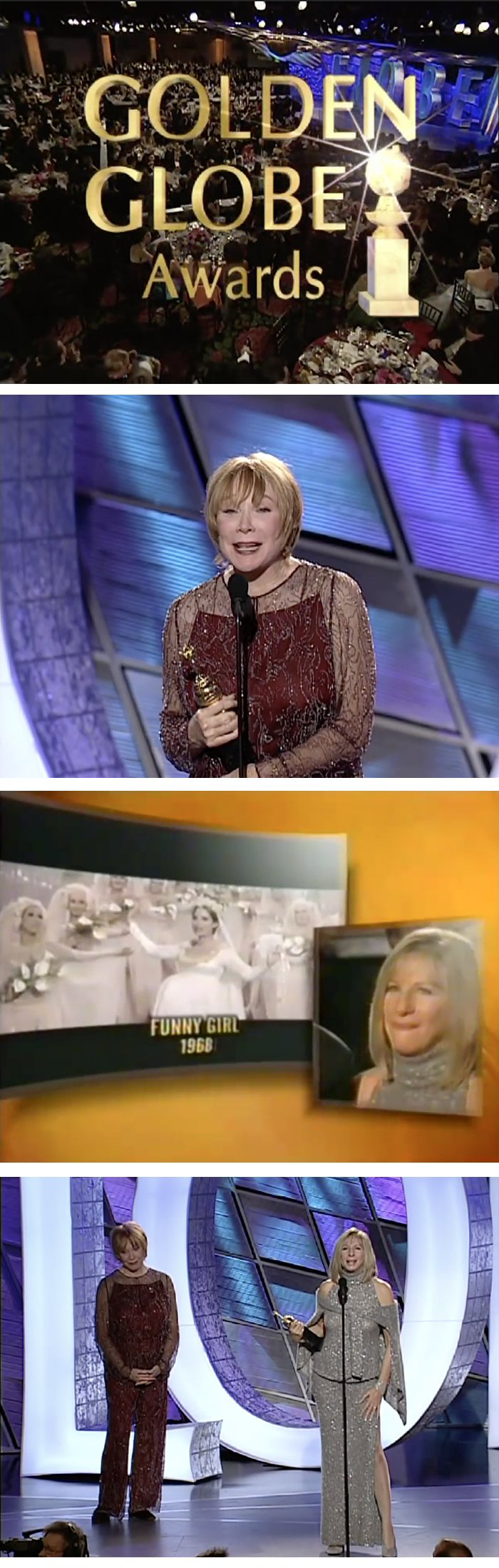 Scenes from the 2000 Golden Globes with Barbra Streisand, Shirley MacLaine and James Brolin.