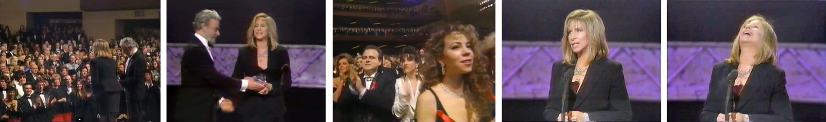 Scenes from the 1992 Grammys of Barbra accepted her award.