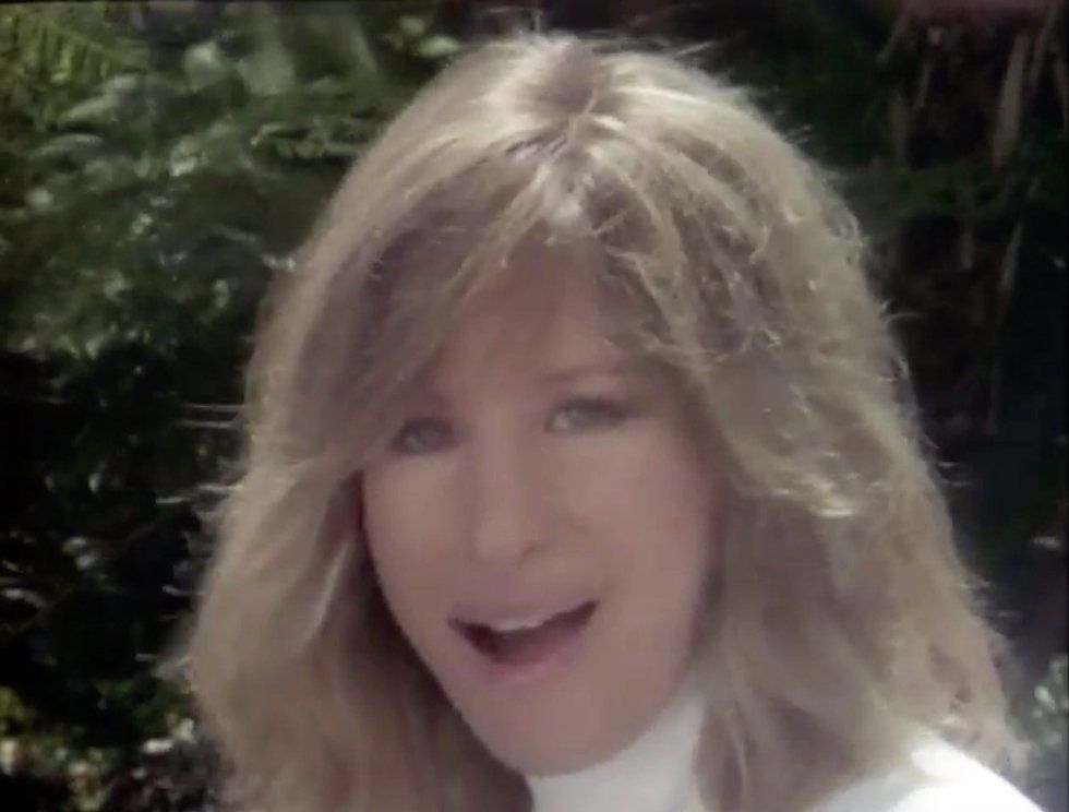 Barbra Streisand as she appeared in the Hands Across America video.