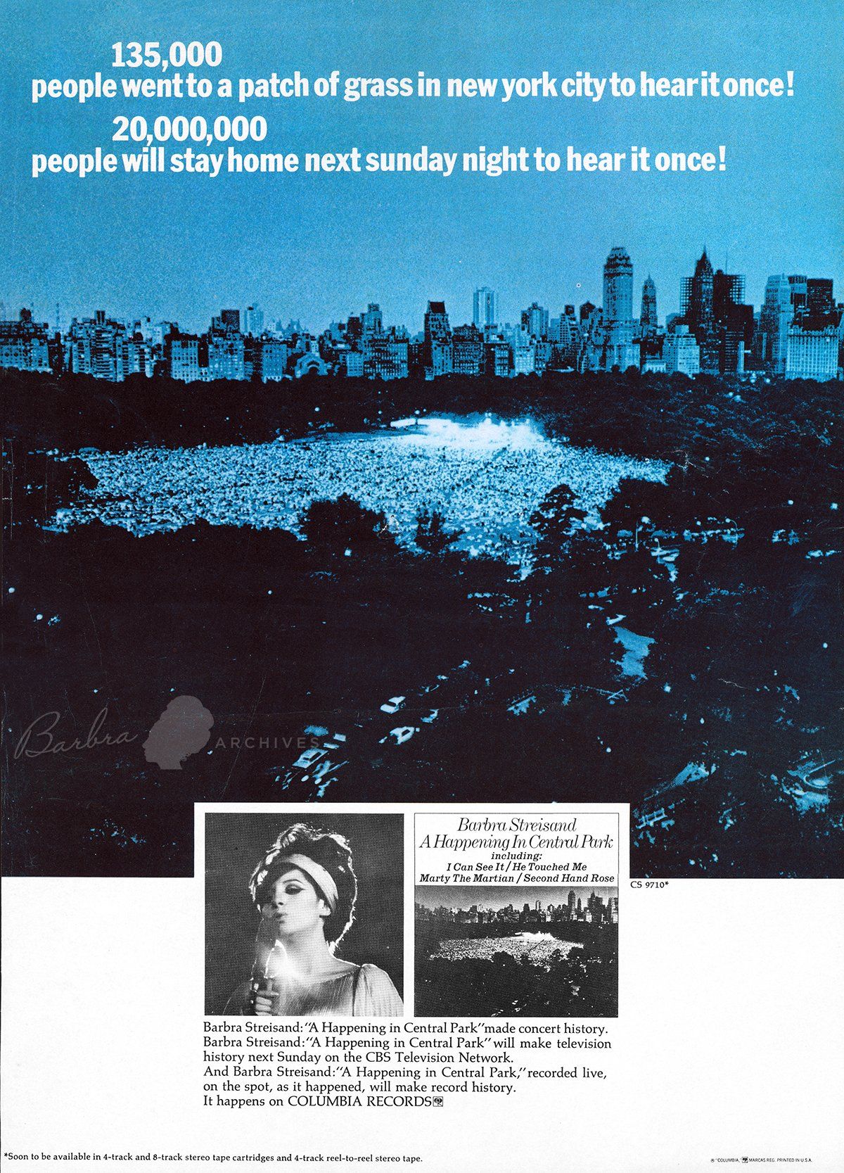 Columbia Records ad for the Central Park album.