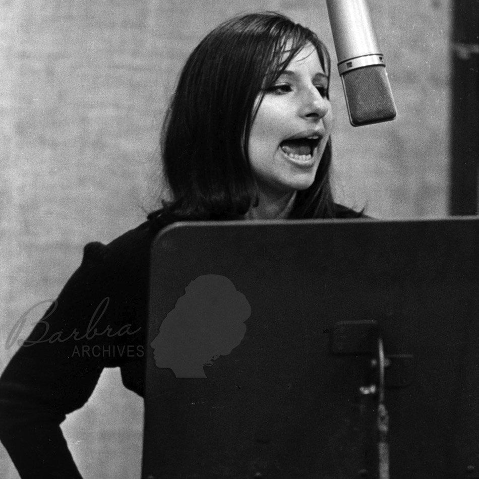 Barbra Streisand in the recording studio, singing her first 7-inch singles.