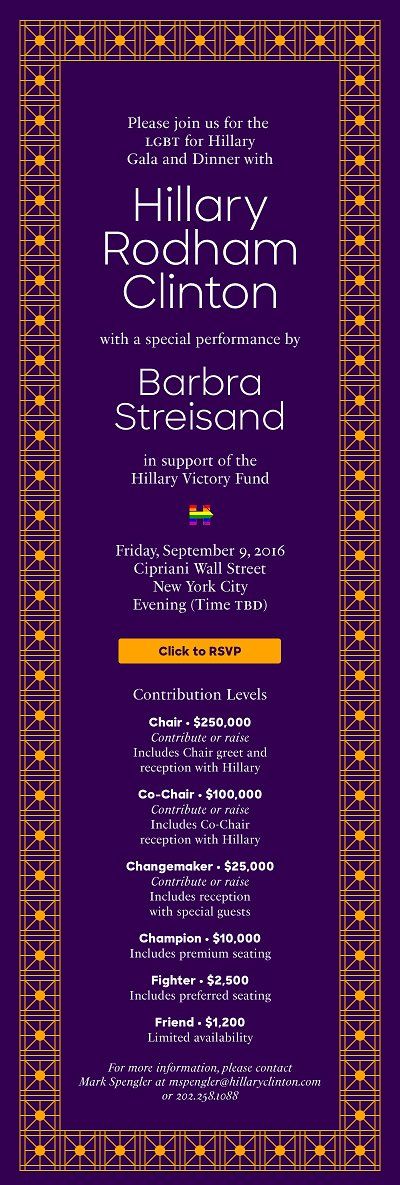 LGBT for Hillary Gala and Dinner ad