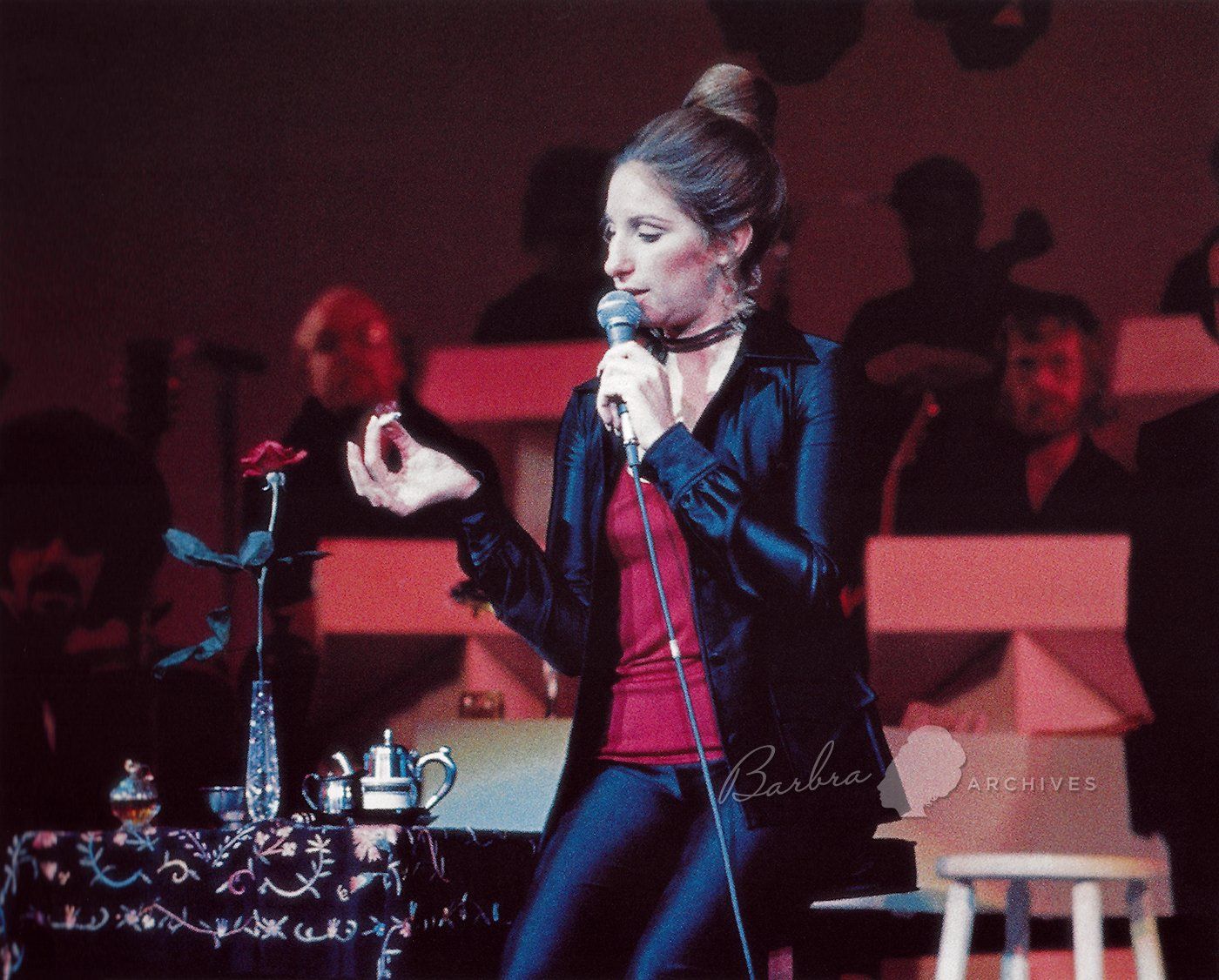 Streisand with her stage prop cigarette at the Hilton Hotel.