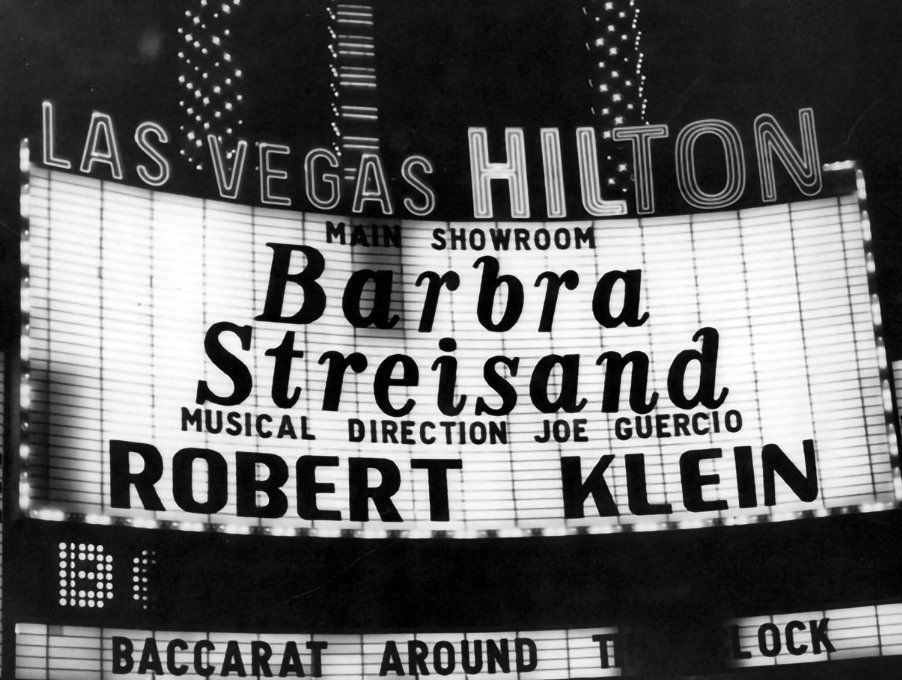 Hilton marquee with Barbra Streisand's name on it.