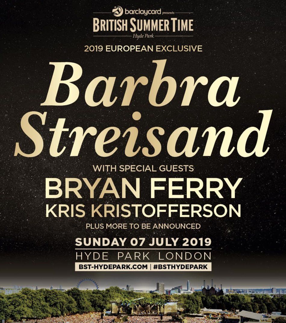 Poster for BST Hyde Park Barbra Streisand Concert, 2019
