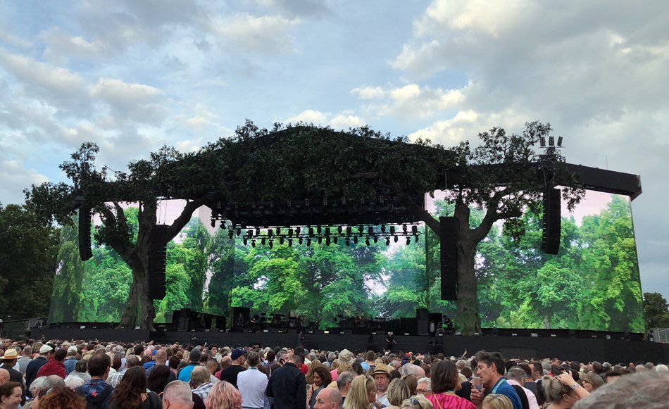 Hyde Park stage with forest projections
