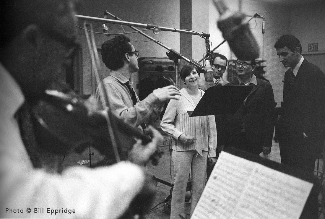 Michel Legrand and Barbra Streisand in the recording studio