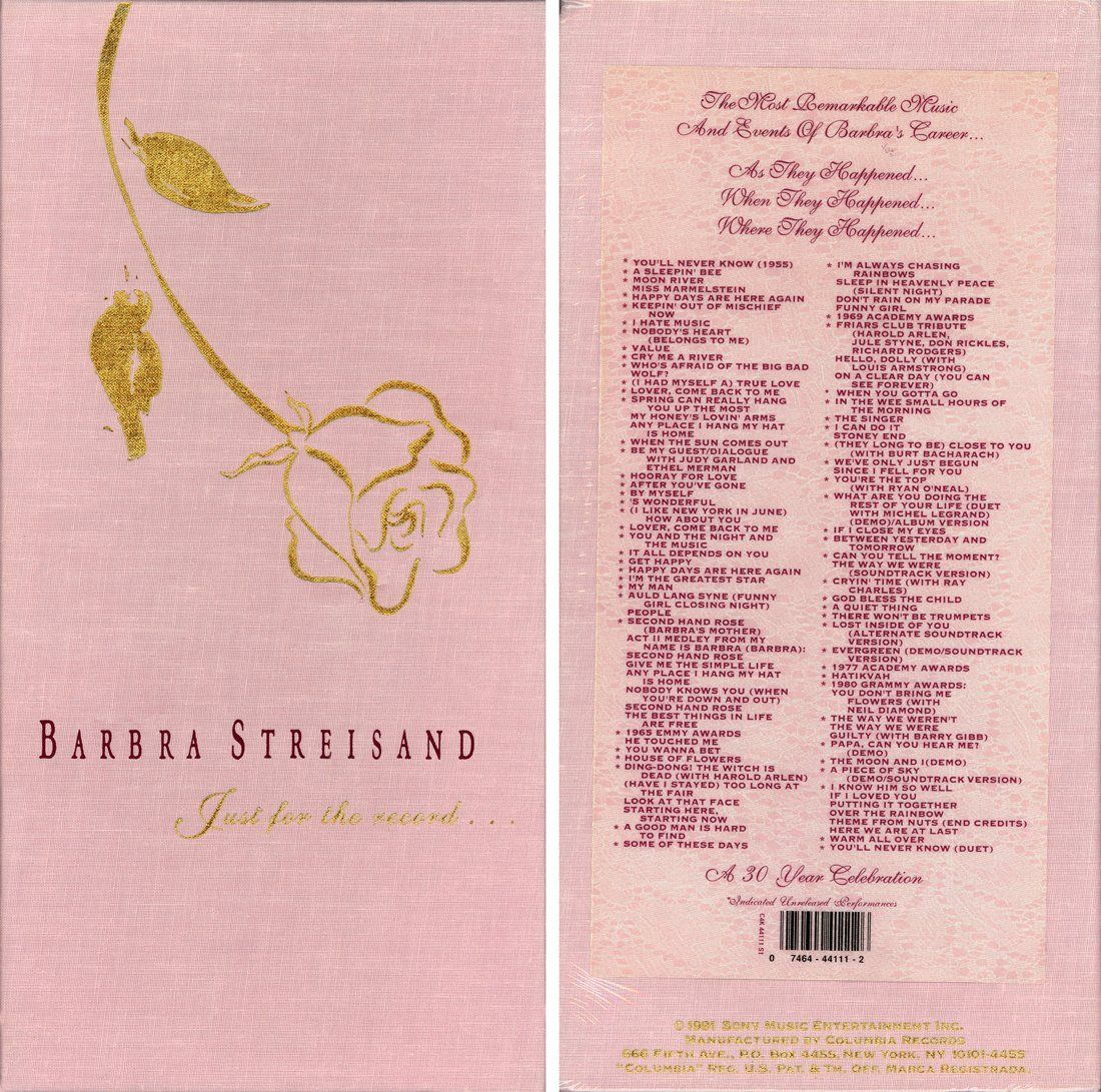 Just for the Record front and back of the pink boxed set.
