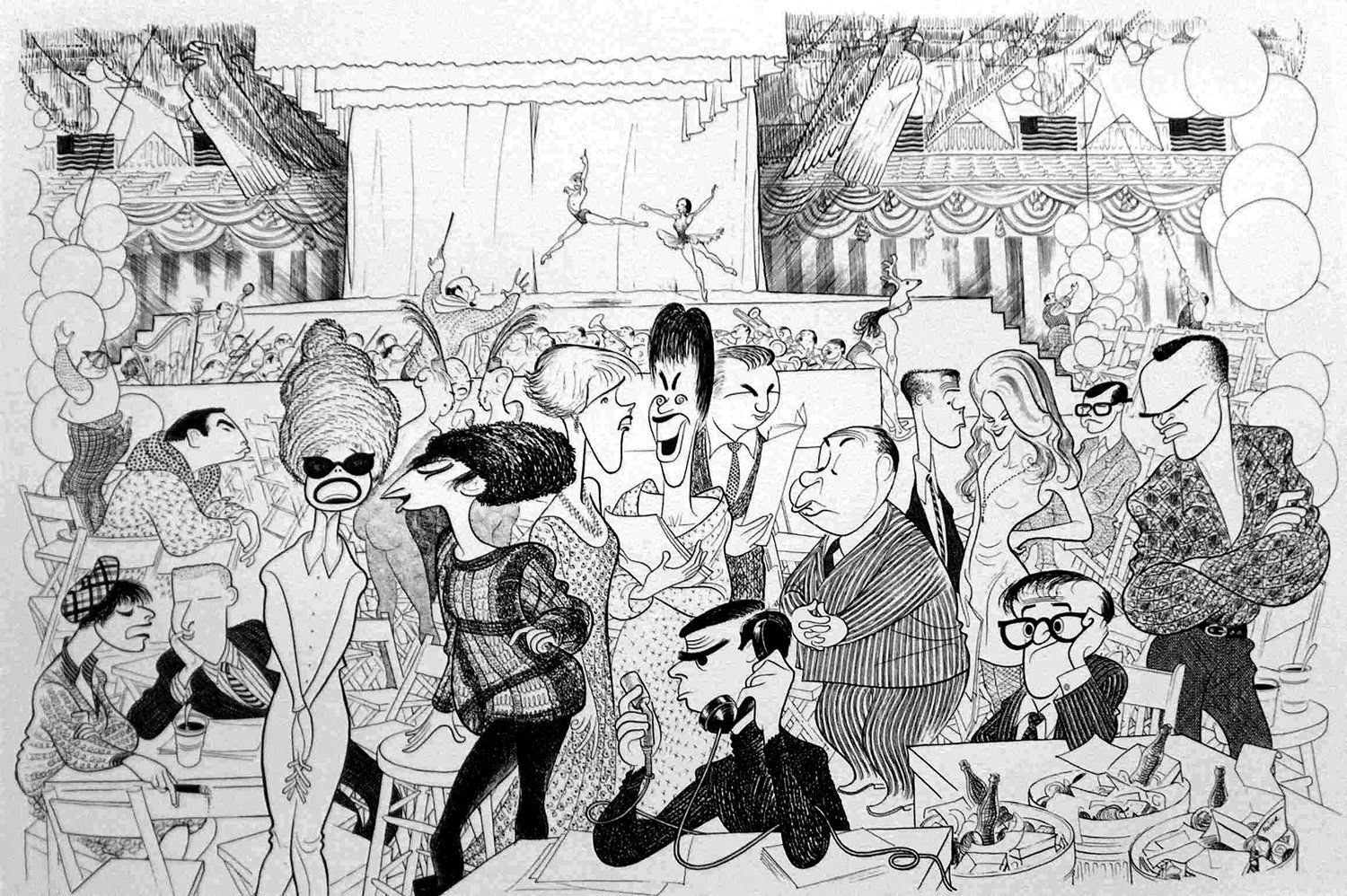 The great caricaturist, Al Hirschfeld, sketched all the stars who performed at Johnson's inauguration.