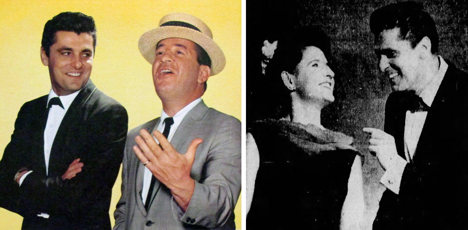 Brasselle and Graziano (in color); Ann B. Davis and Brasselle (black and white)