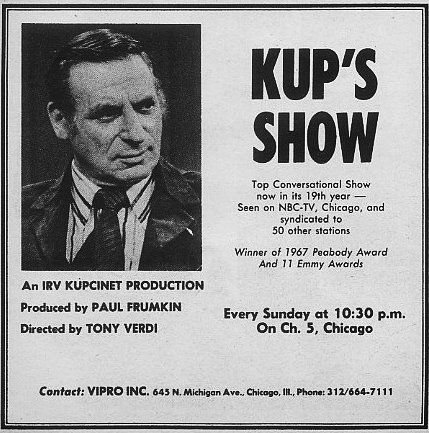 Newspaper ad for Kup's Show