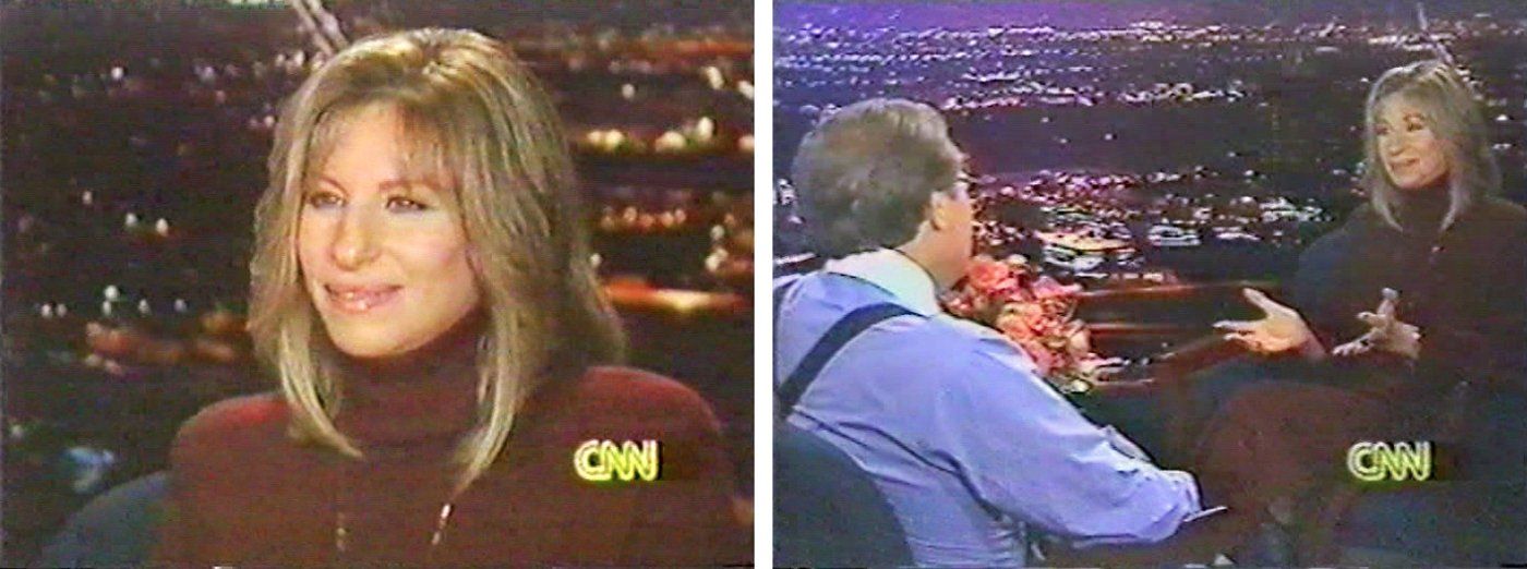 Screen caps of Streisand on the 1992 Larry King interview show.