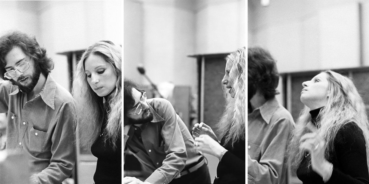 Photos of Rupert Holmes and Barbra Streisand in the studio working on this album