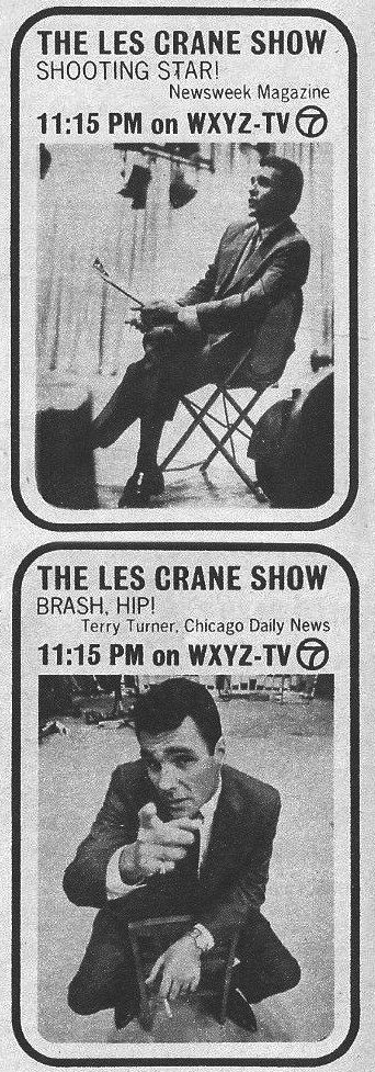 Newspaper ads for the Les Crane Show, 1965
