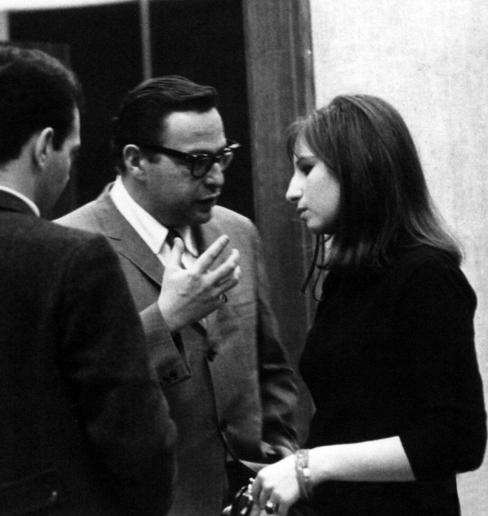 Marty Erlichman with his client Barbra Streisand in the recording studio, 1962.