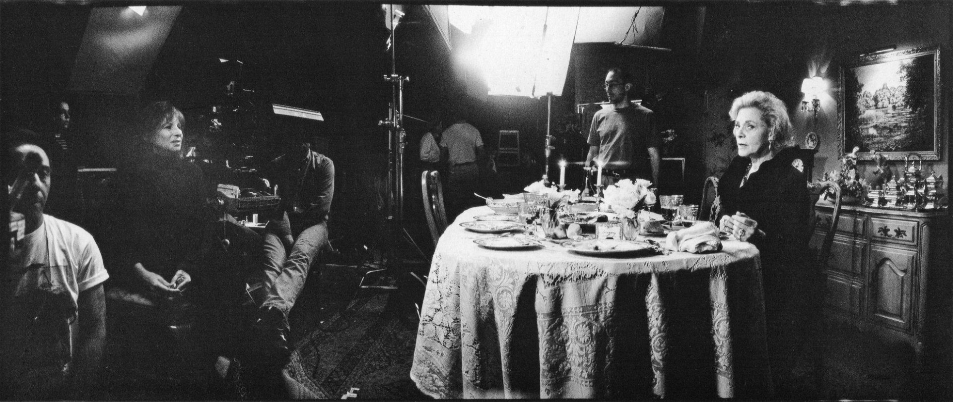 Streisand directing Bacall on set.  Photo by: Jeff Bridges