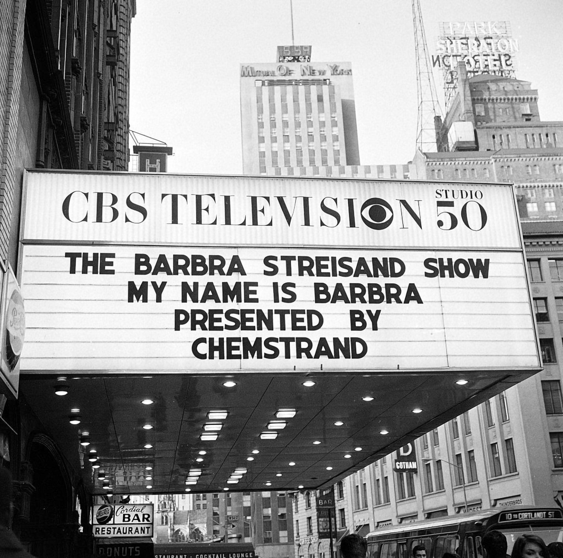 Marquee of the Ed Sullivan Theater with 