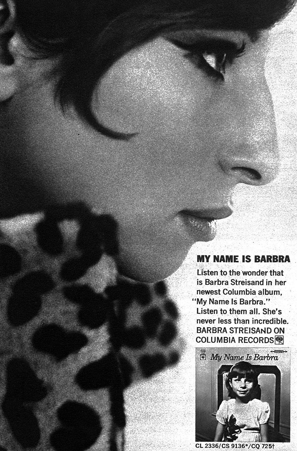 Columbia Records ad for the album MY NAME IS BARBRA
