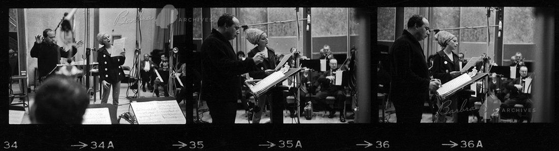 Streisand in the recording studio with Don Costa