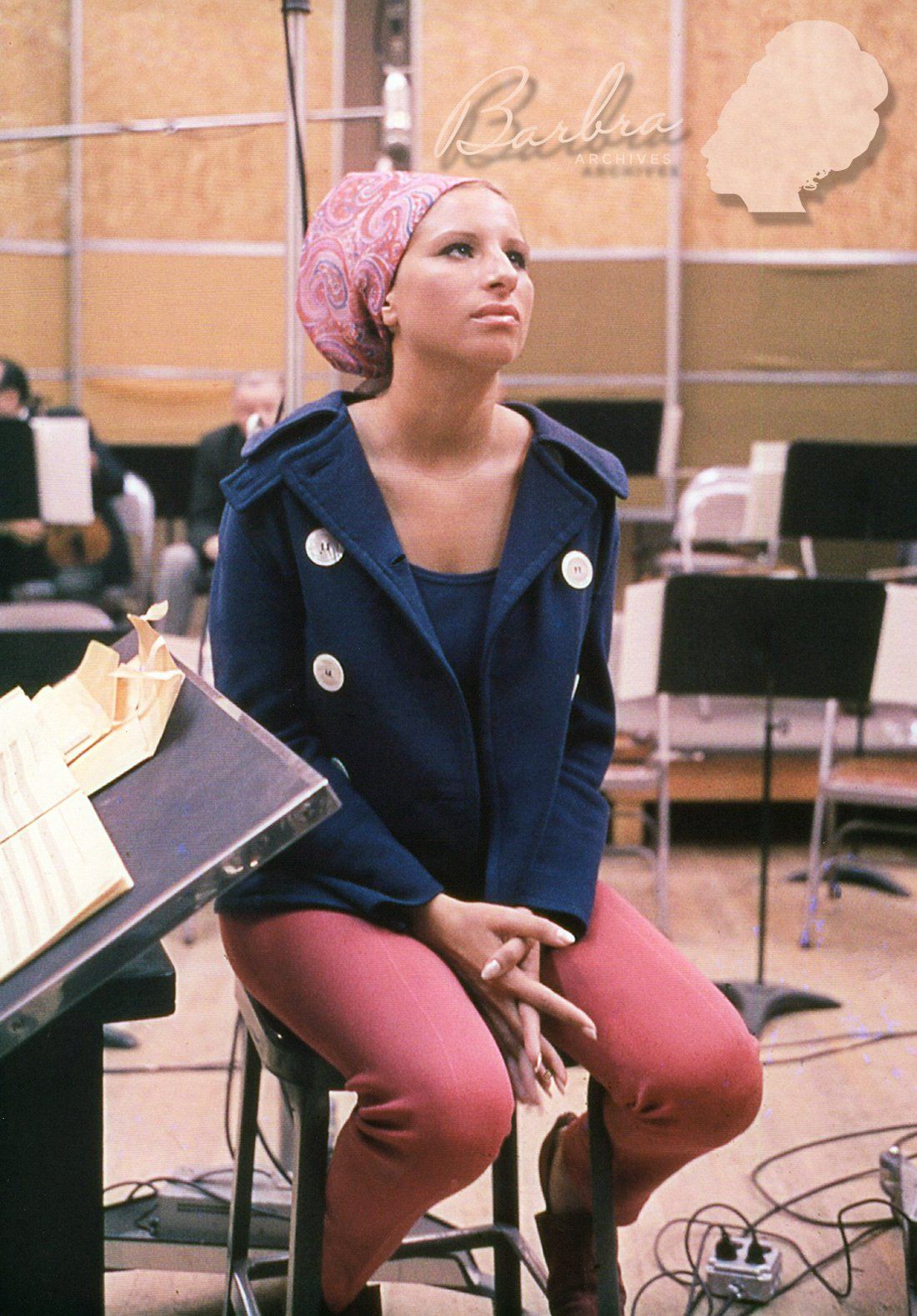 Barbra Streisand in the recording studio making this album