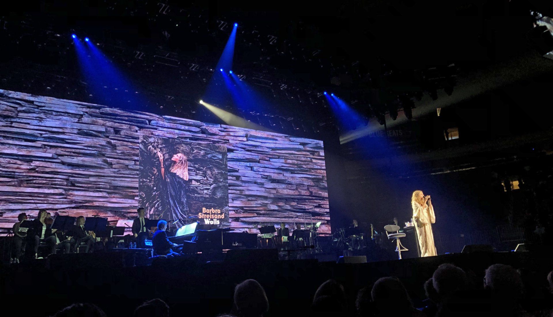 Streisand performing a song from her album WALLS at Madison Square Garden in 2019.