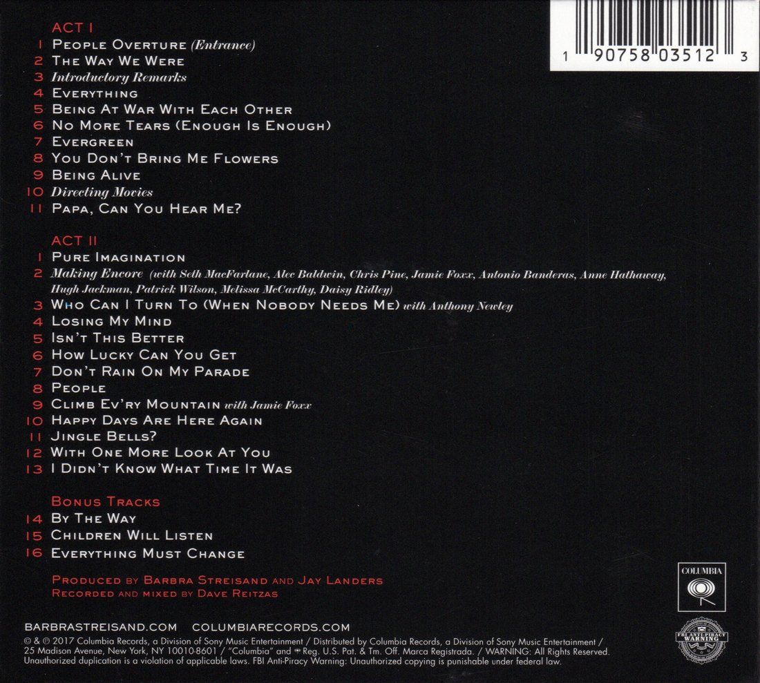 Back cover of The Music, The Mem'ries CD
