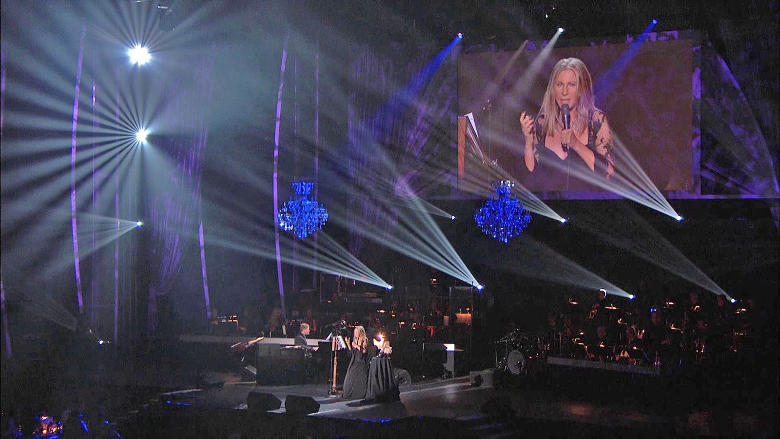 Streisand sings on stage at the 2011 MusiCares concert.
