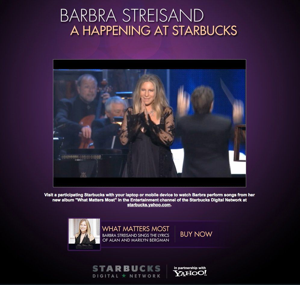 Screen capture of the Starbucks website advertising the MusiCares concert.