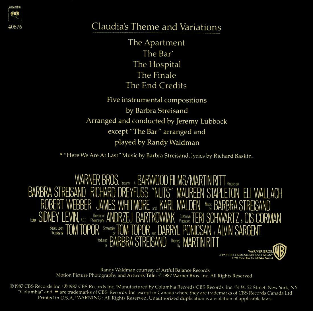Back cover of the NUTS CD.
