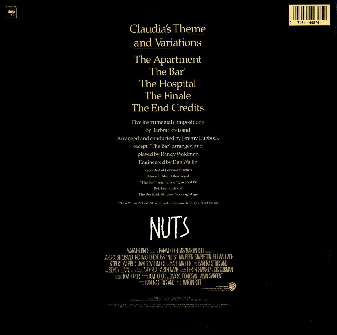 Back cover of the NUTS soundtrack on LP.