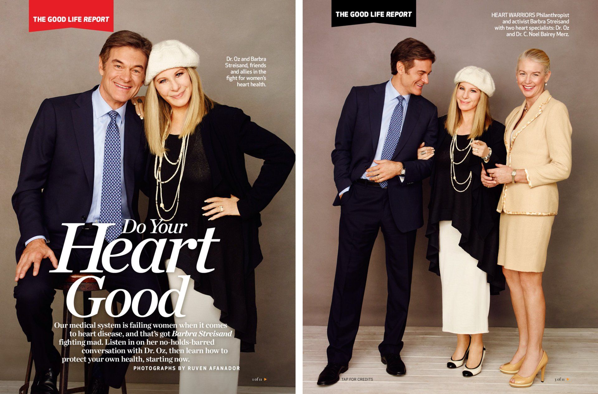 Pages with photos of Streisand from Dr. Oz magazine, December 2014
