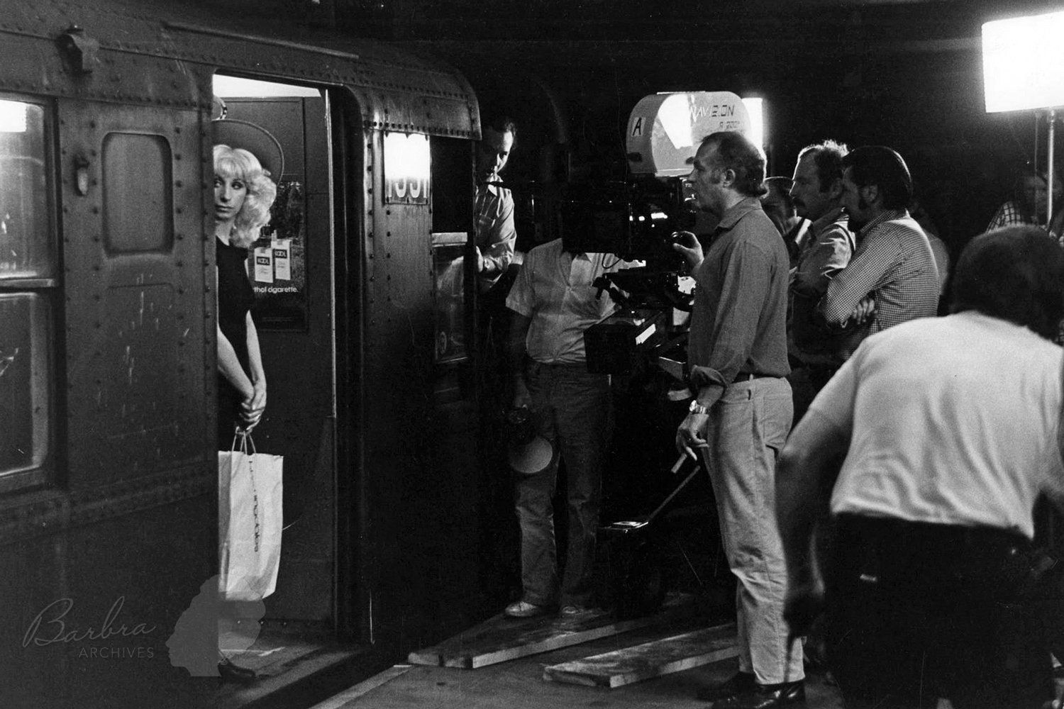 The crew of the movie filming at Brooklyn's Hoyt-Schermerhorn subway platform.