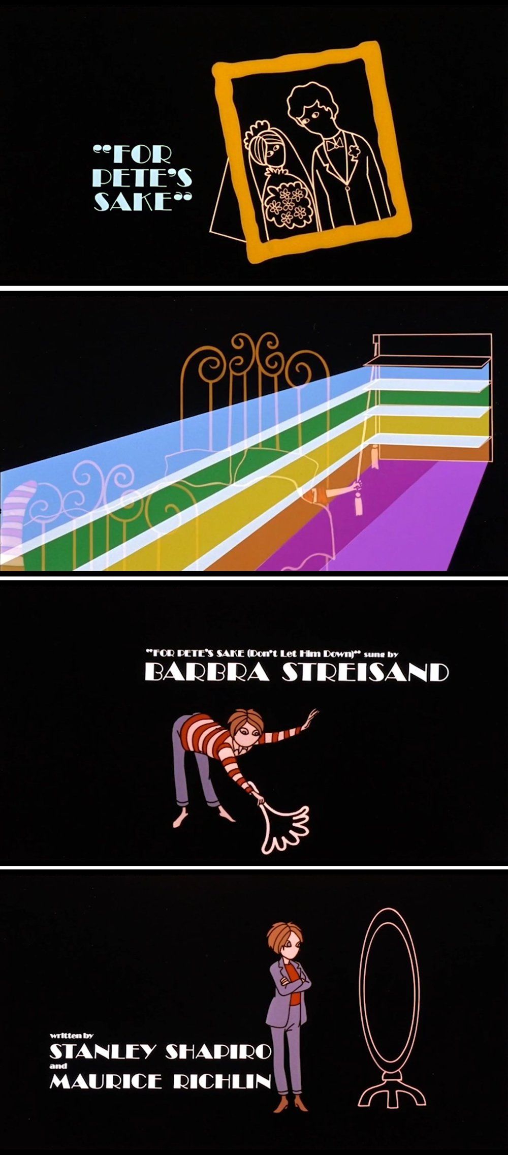 Frames from the animated opening credits of the movie.