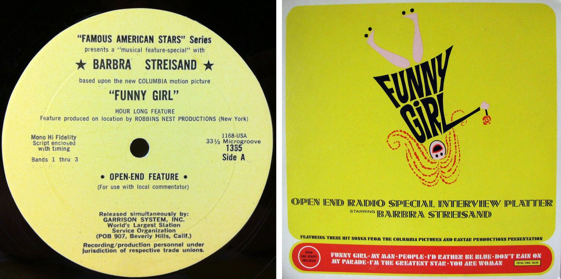 Funny Girl radio show label and front cover.