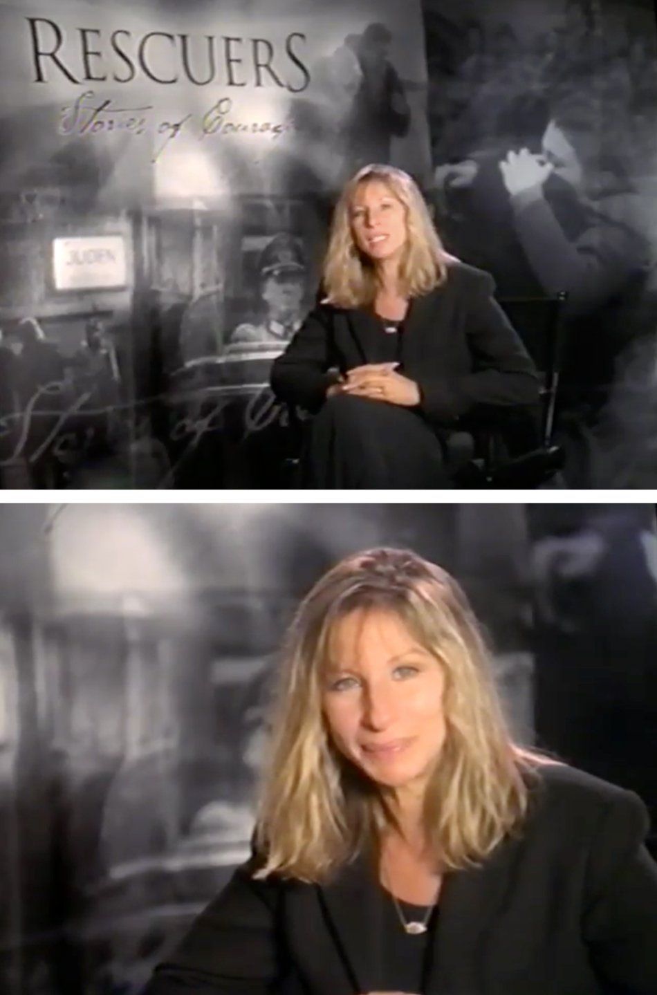 Scenes of Streisand introducing RESCUERS.