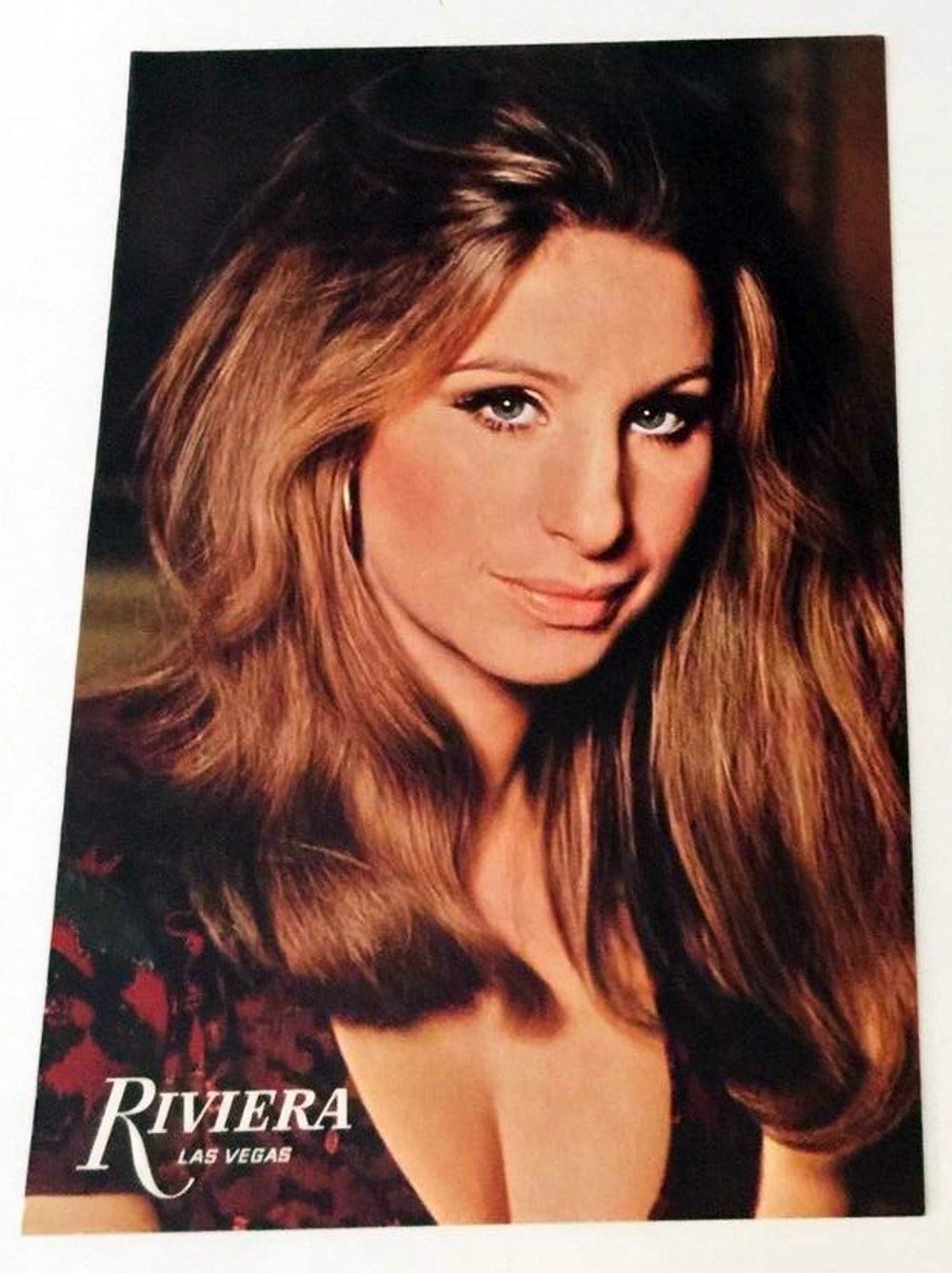 Front cover of Riviera Hotel dinner menu with Streisand's photo