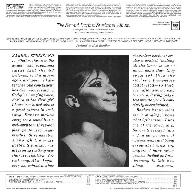 Streisand Albums | The Second Barbra Streisand Album 1963