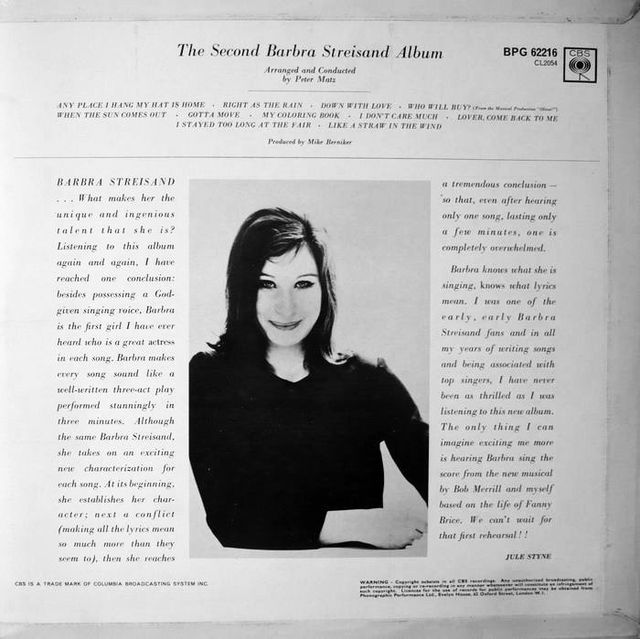 Streisand Albums | The Second Barbra Streisand Album 1963