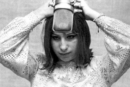 Streisand at the microphone recording her second album.