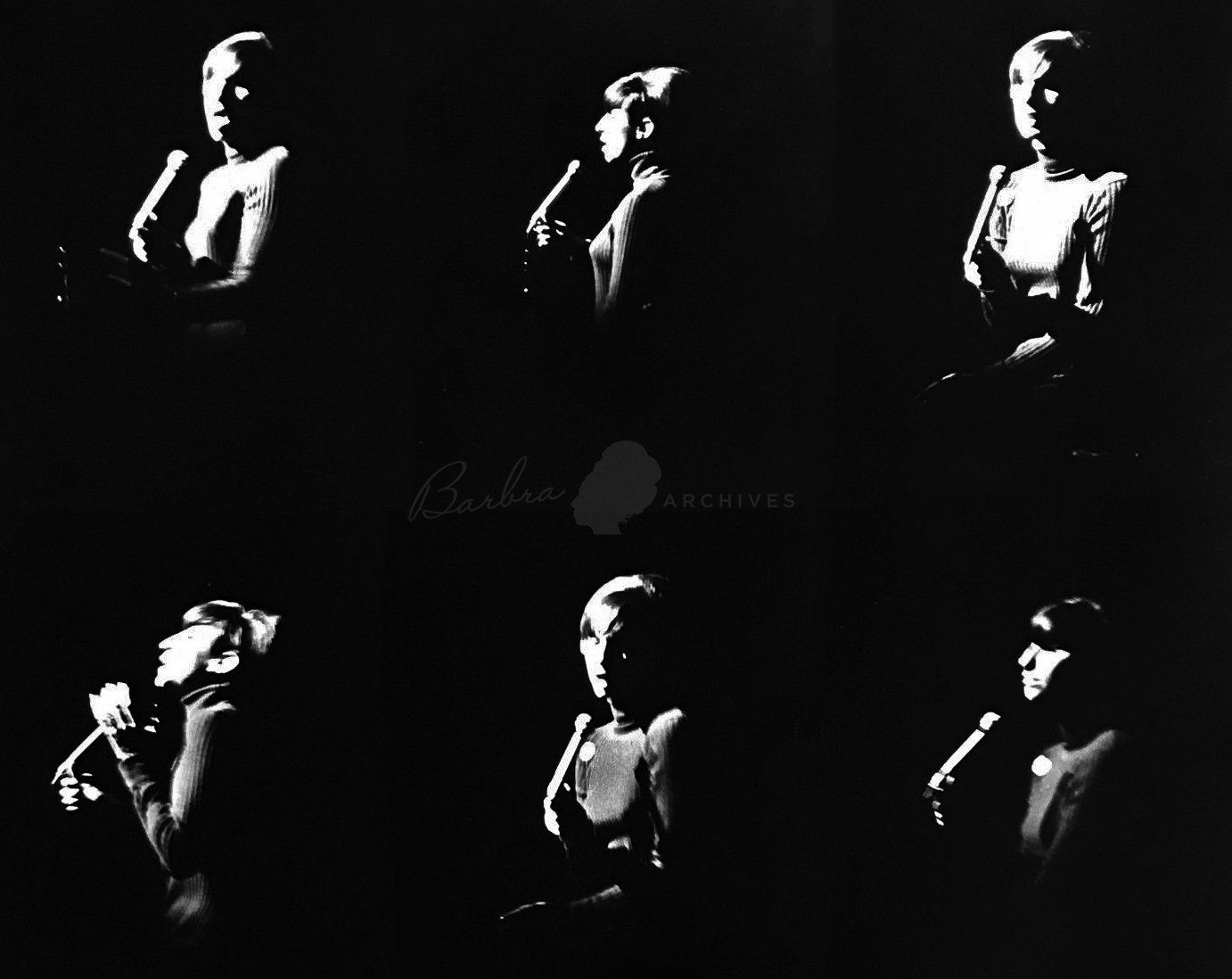 Very rare photos of Streisand in turtleneck dress performing at Broadway Answers Selma.
