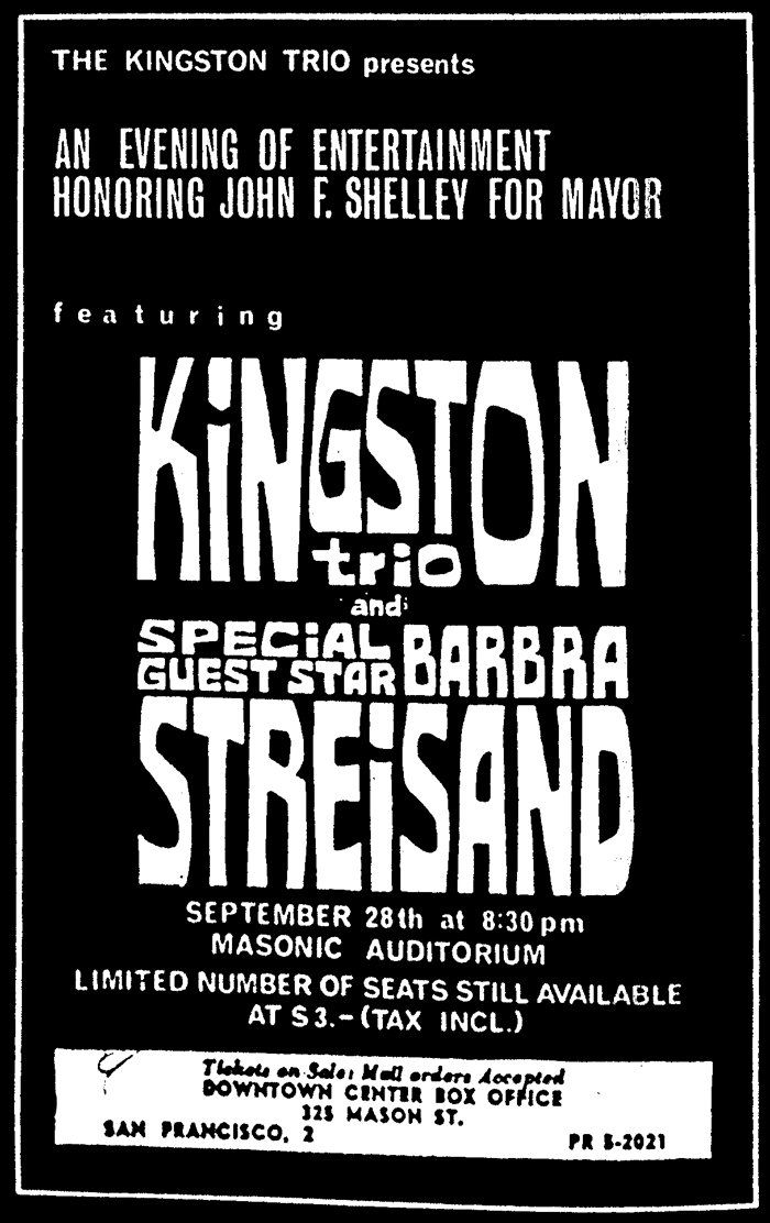 A poster for The Kingston Trio and Streisand