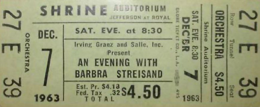 A ticket to see Barbra Streisand at the Shrine for $4.50
