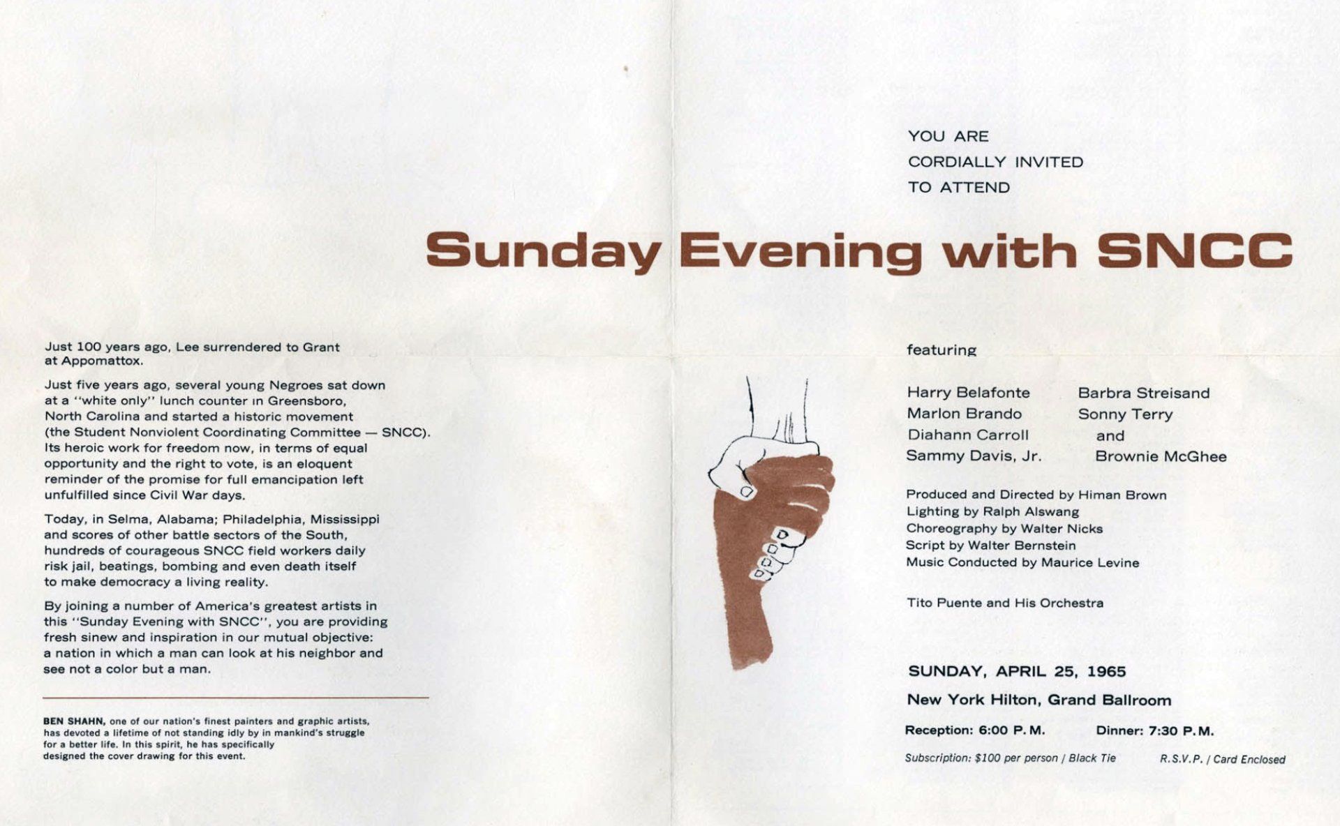 Inside pages of the SNCC program.