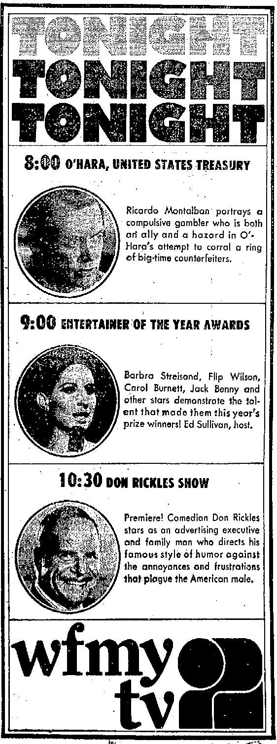 Newspaper ad for this 1972 Ed Sullivan Show.